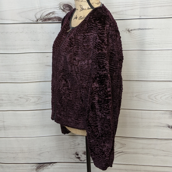 NORDSTROM TROUVE Faux Fur Leather Trim Jacket Sz L - Picture 2 of 8